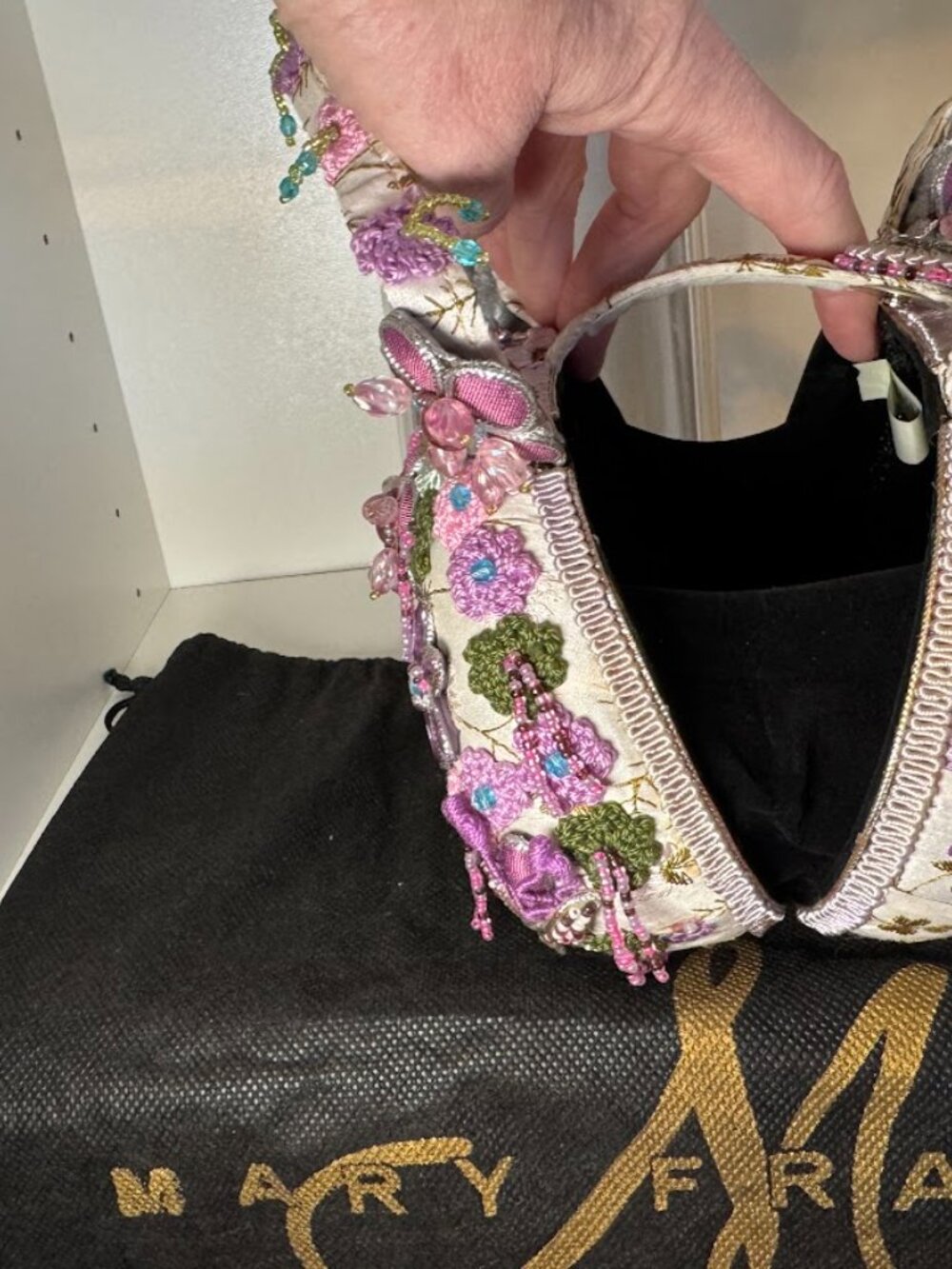 NWOT Mary Frances Dragonfly Floral Fairycore Beaded Cottagecore Embroidered bag - Picture 6 of 9